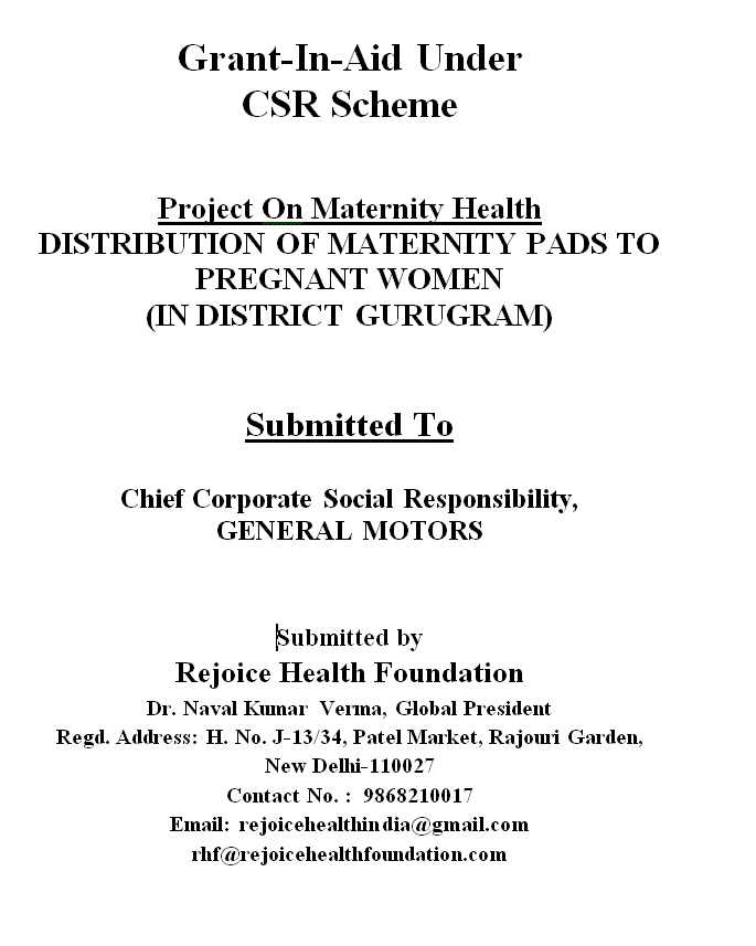 Distribution of Maternity kits  to Pregnant women in District Gurugram